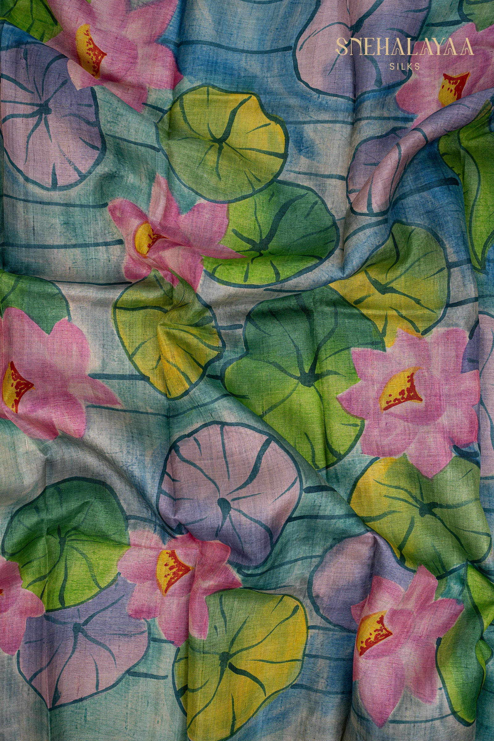 Teal Blue Tussar Saree