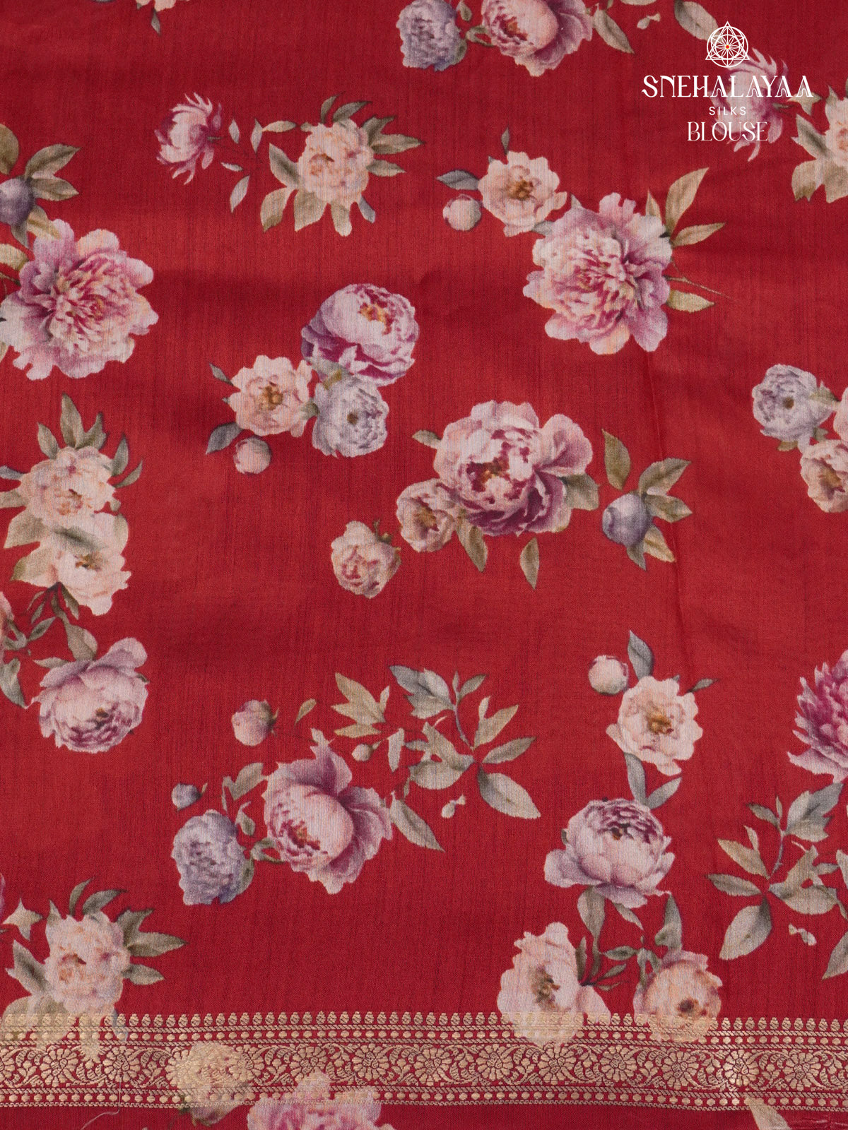 Red Chiniya Silk Saree