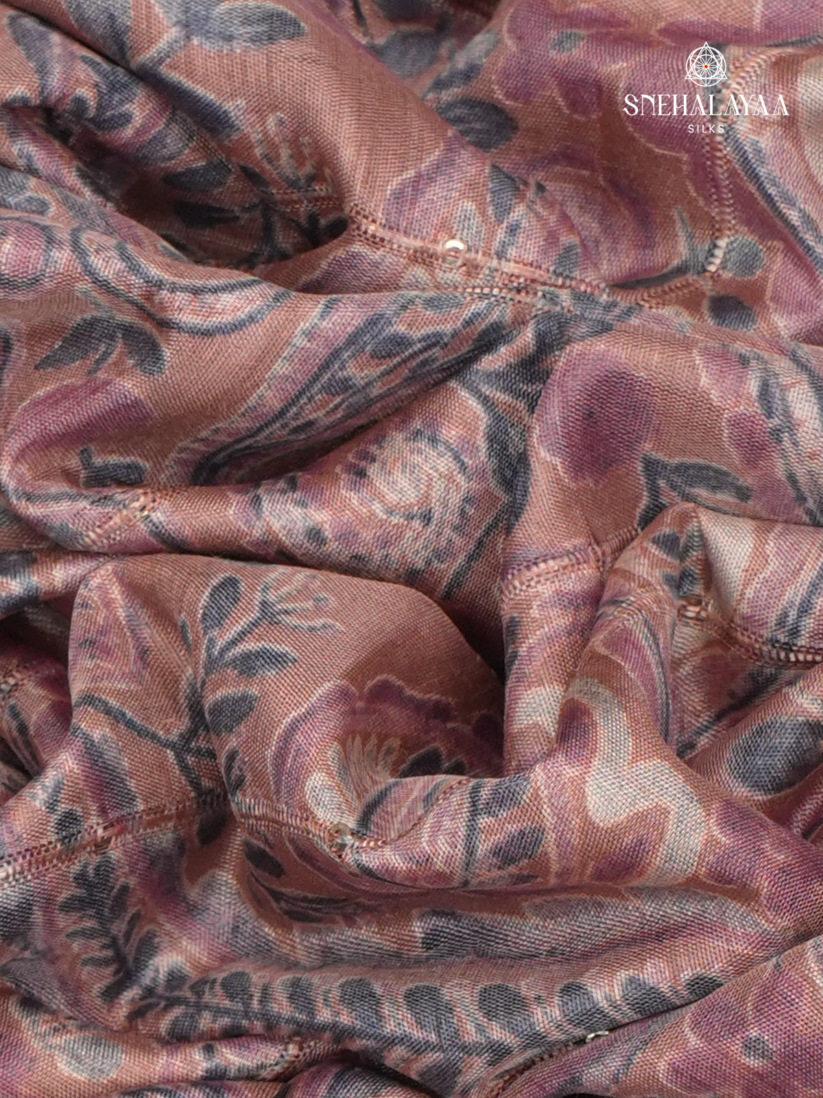 Pink Floral Printed Tussar Saree
