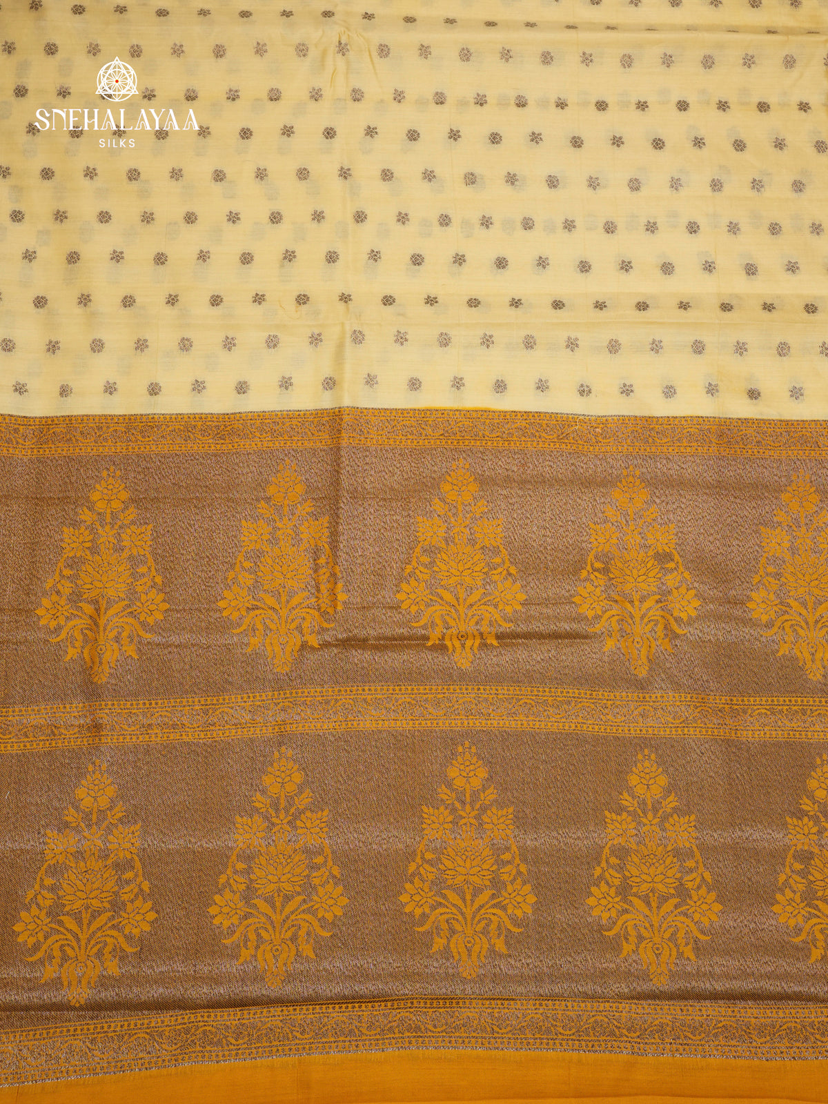 Lemon Yellow Chiniya Silk Saree