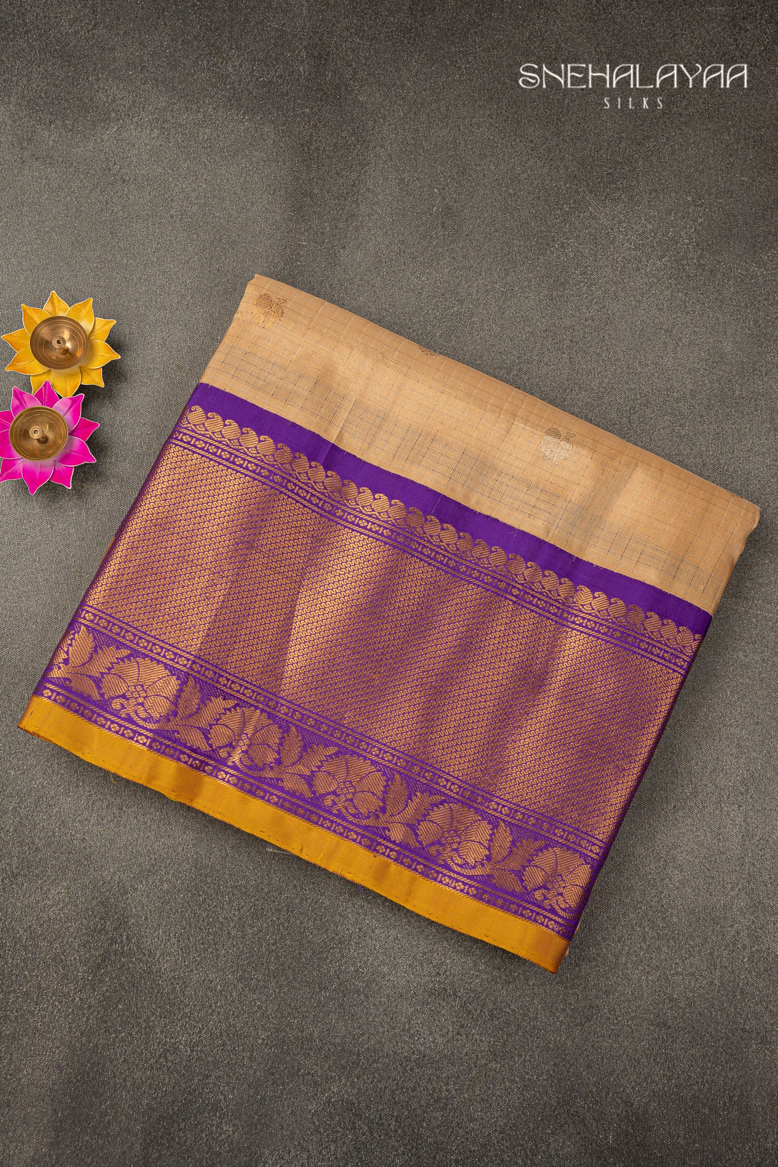 Beige Gadwal Silk Saree