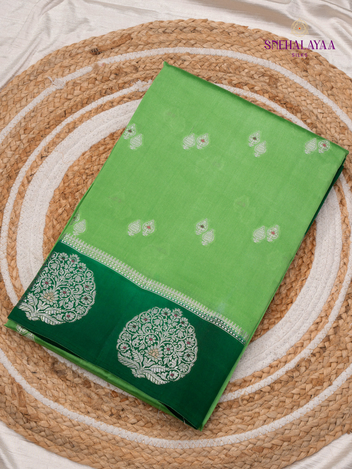 Green Banaras Dupion Saree