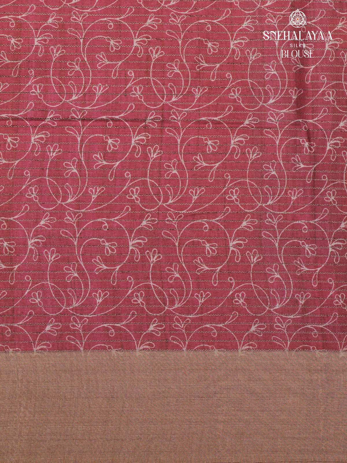 Beige Floral Printed Tussar Saree