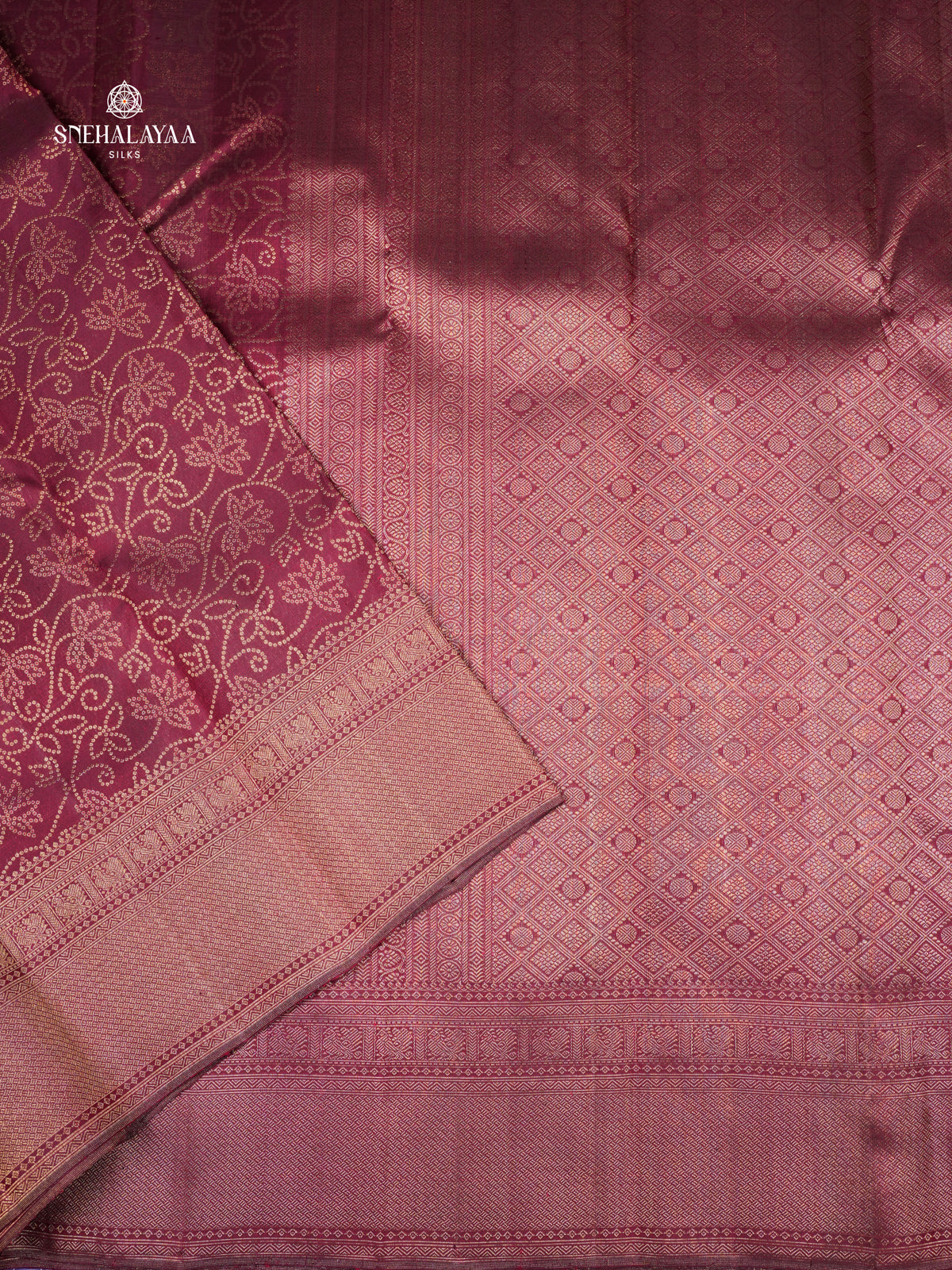 Wine Red Kanjivaram Silk Saree