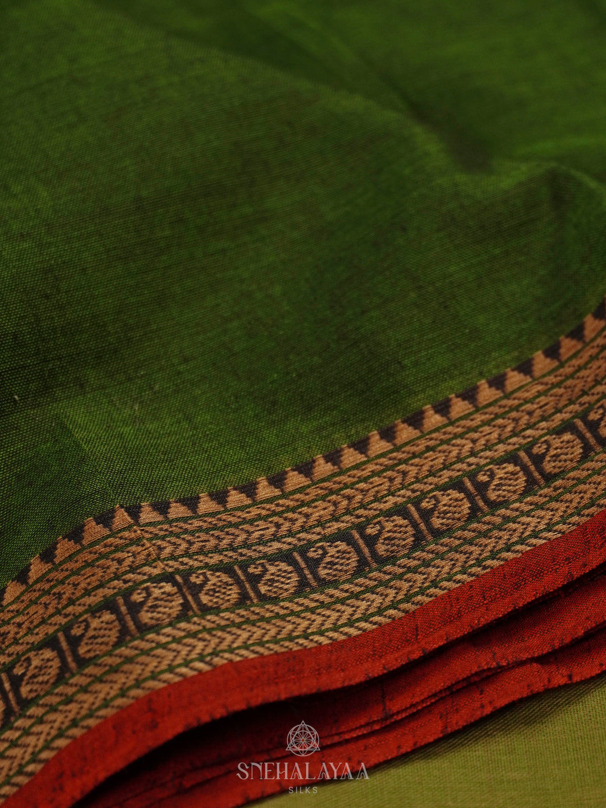 Emerald Green Narayanpet Cotton Saree without Blouse