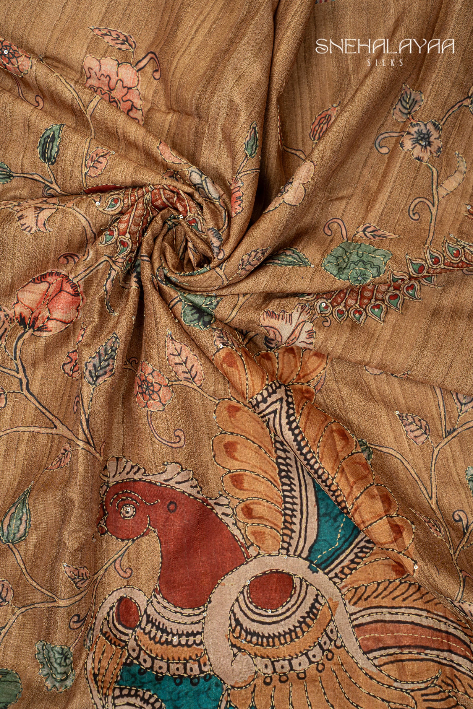 Tortilla Brown Semi Tussar Saree
