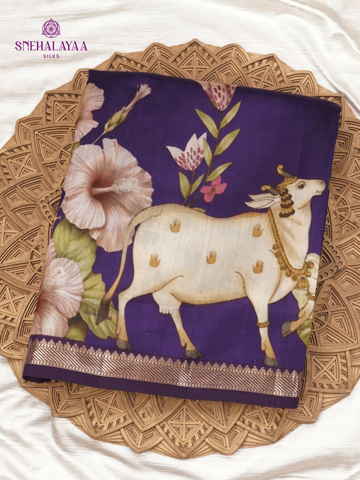 Purple Chiniya Silk Saree