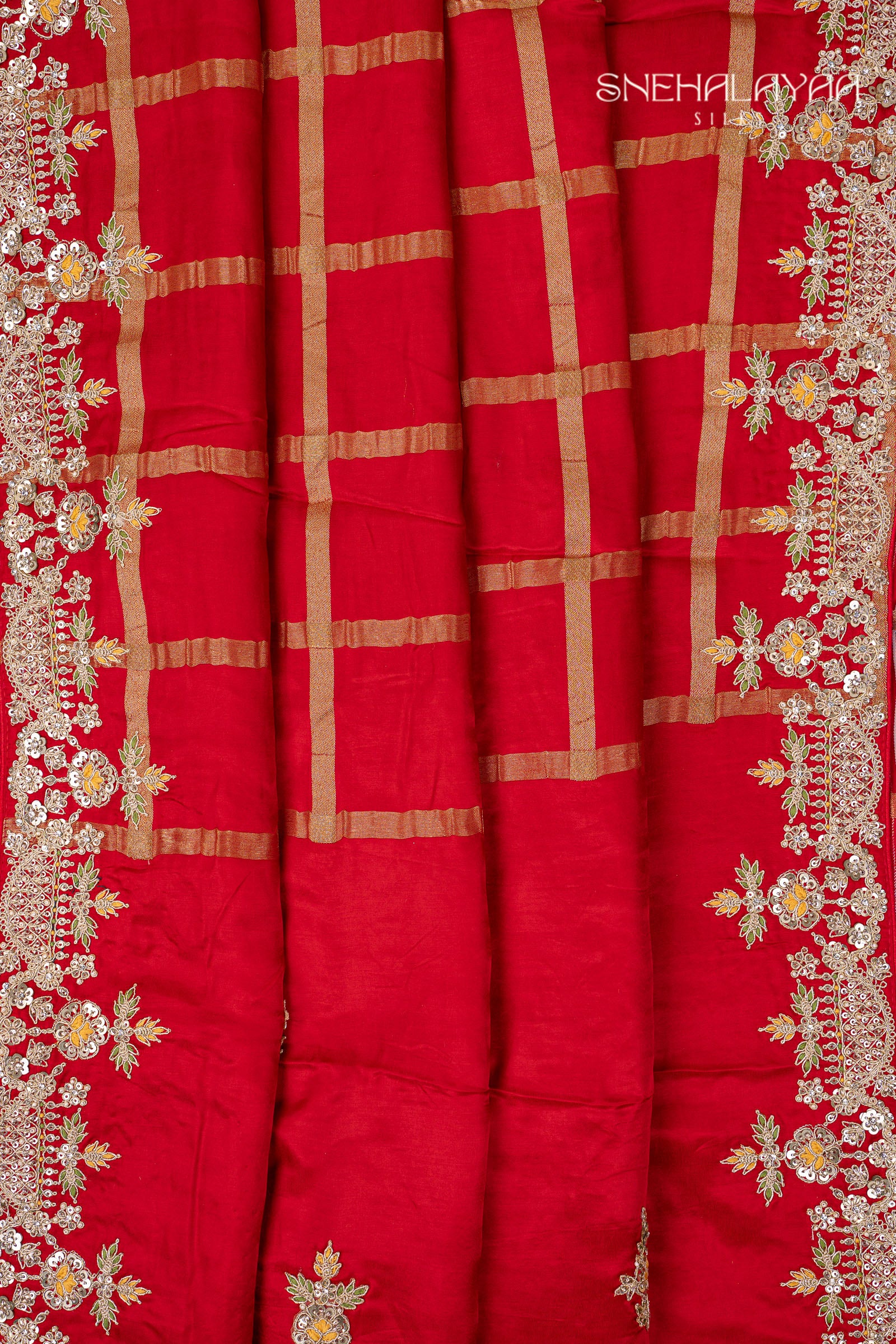 Candy Red Designer Saree