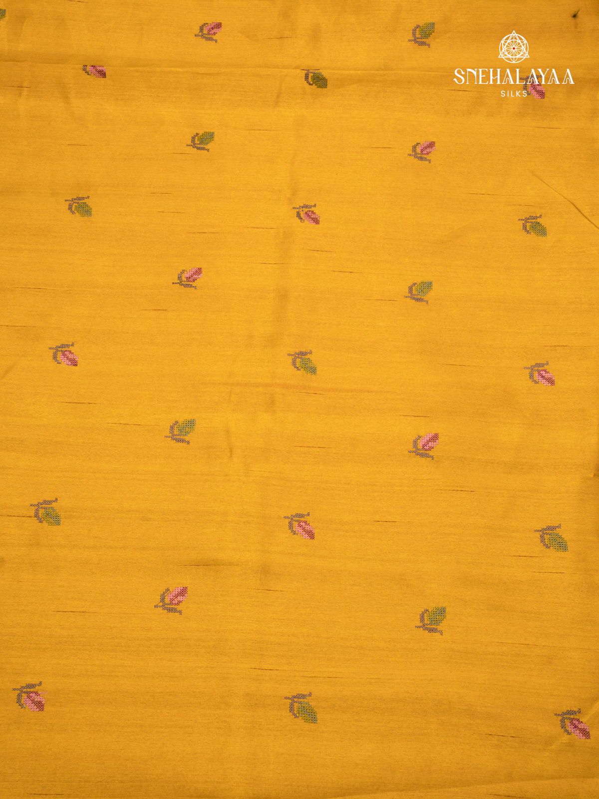 Yellow Raw Silk Embroidery Saree