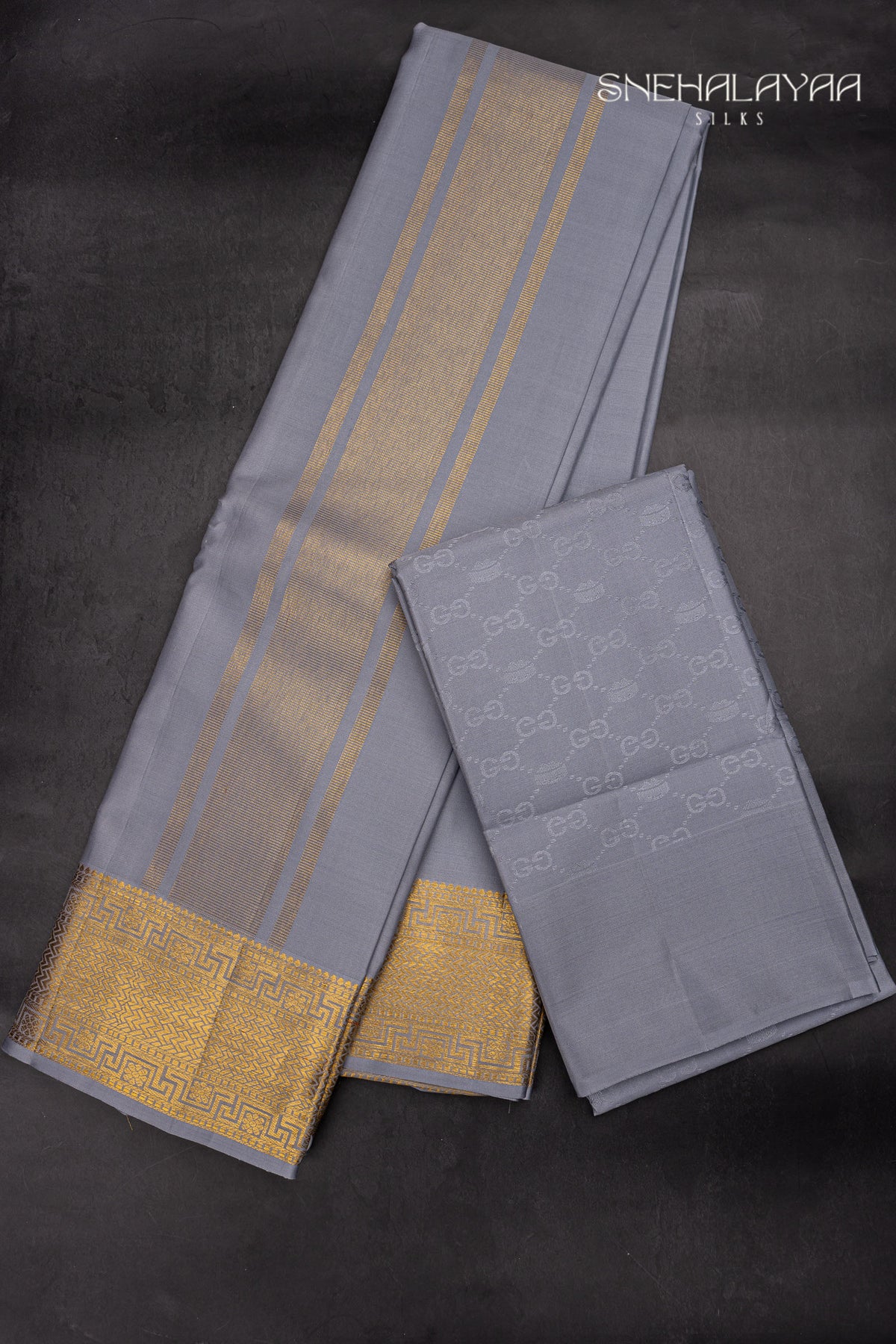 Grey Silk Dhoti Set