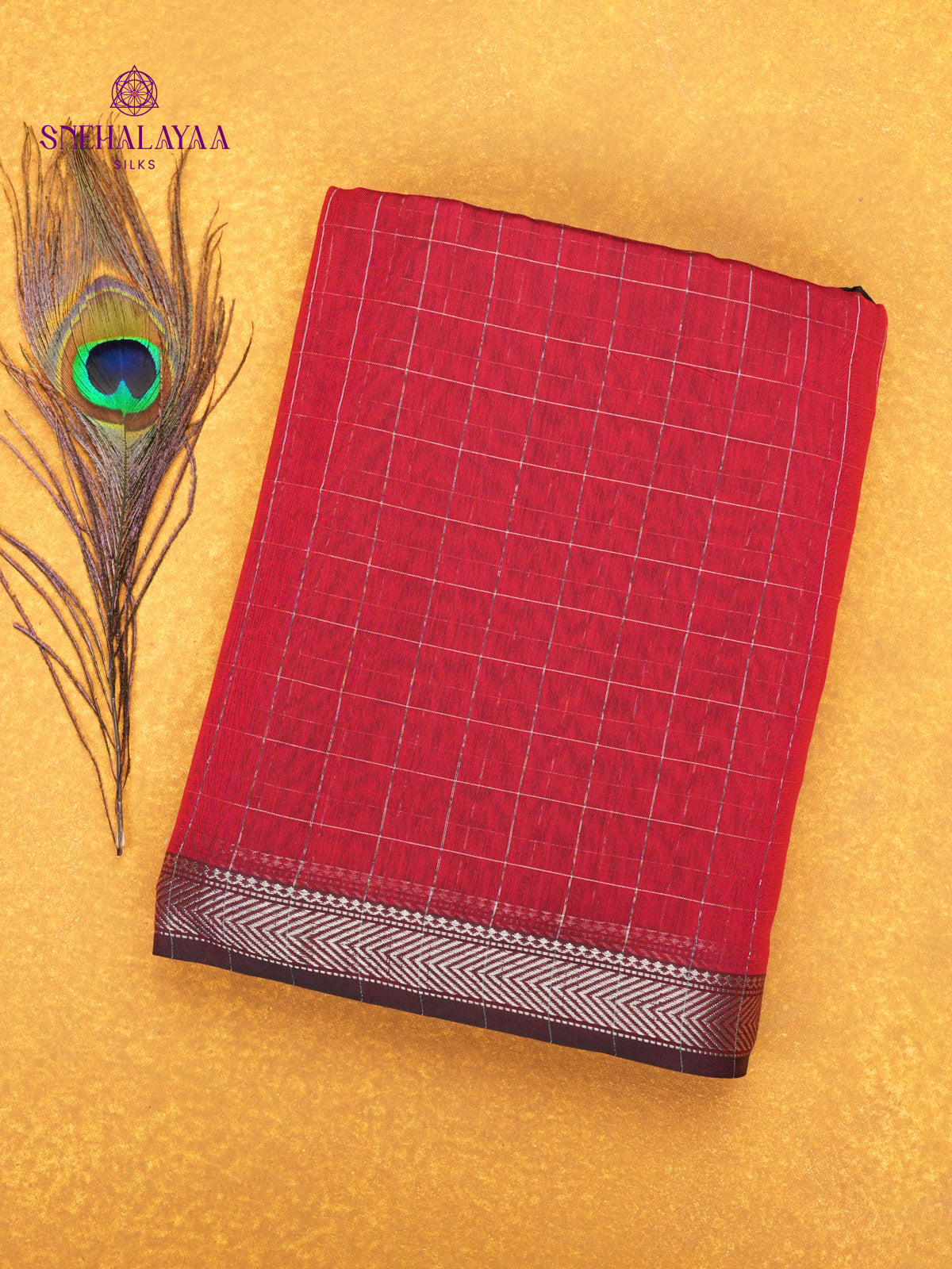 Red Maheshwari Silk Cotton Saree