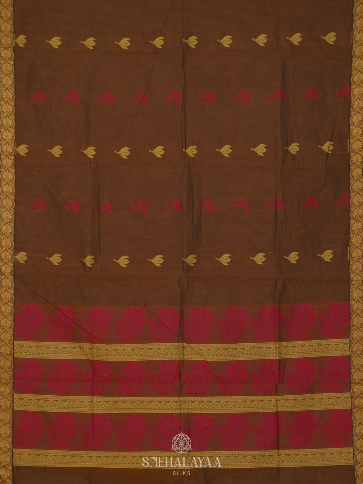 Brown Handloom Cotton Saree