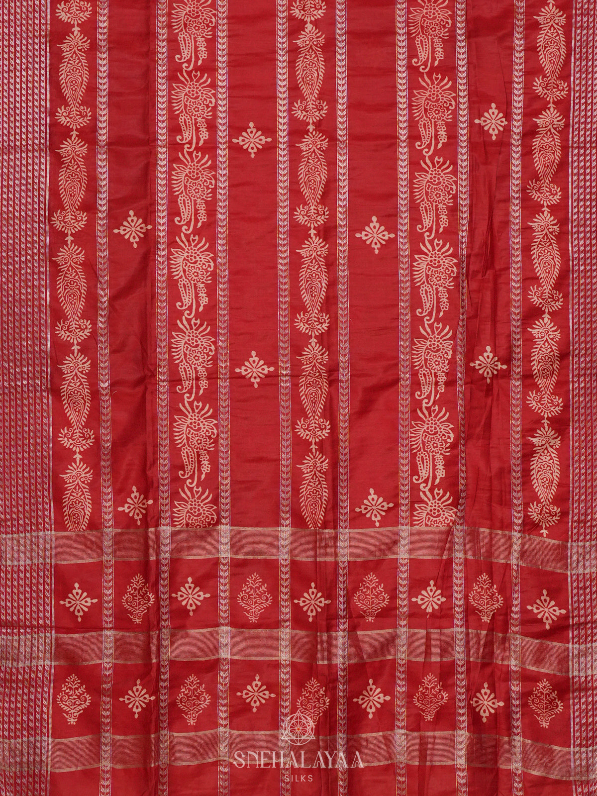 Red Bamboo Silk Saree