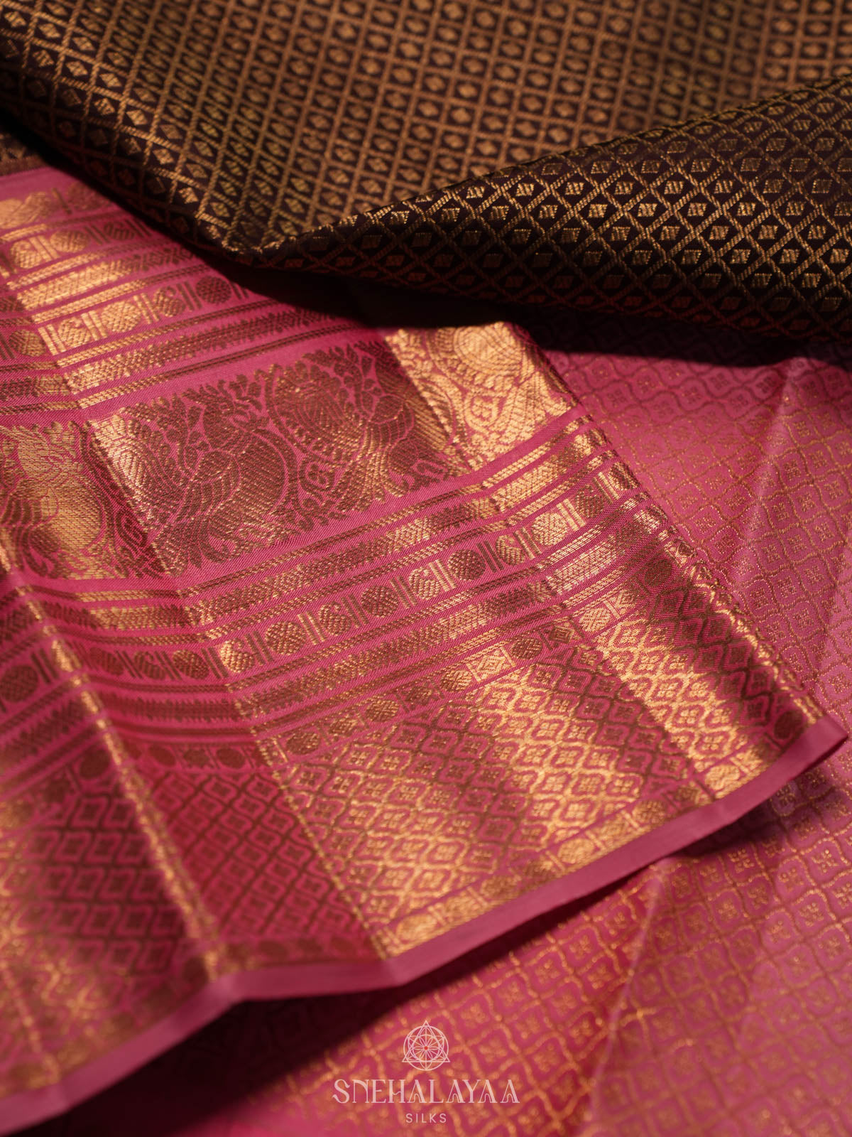 Chocolate Brown Kanjivaram Silk Saree