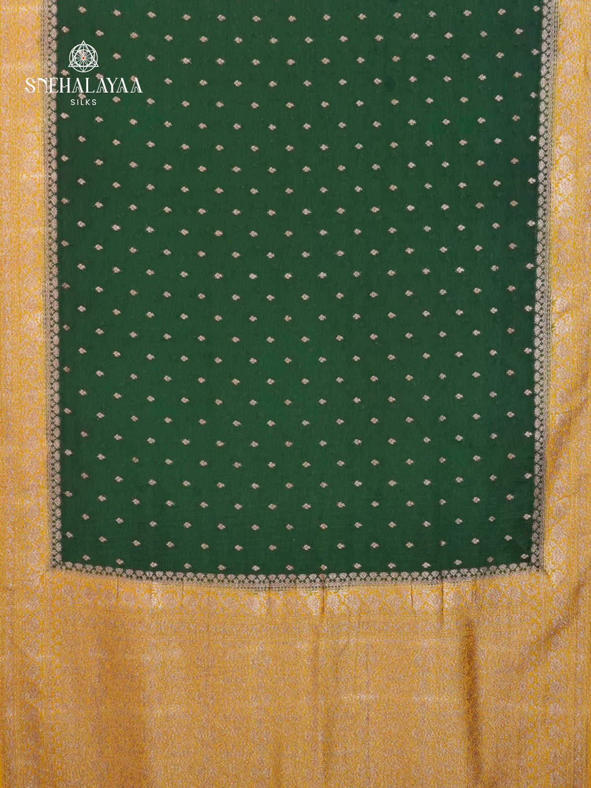 Forest Green Banaras Crepe Silk Saree