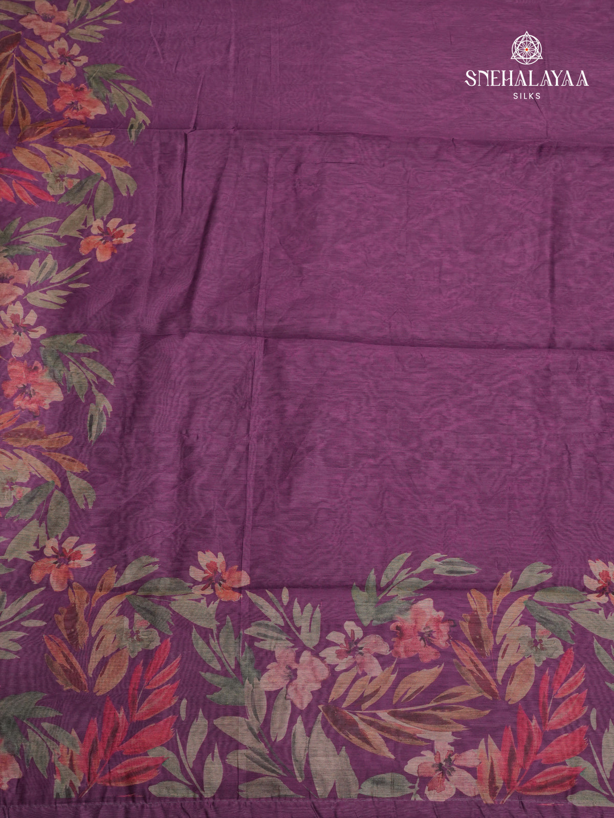 Magenta Printed Linen Saree