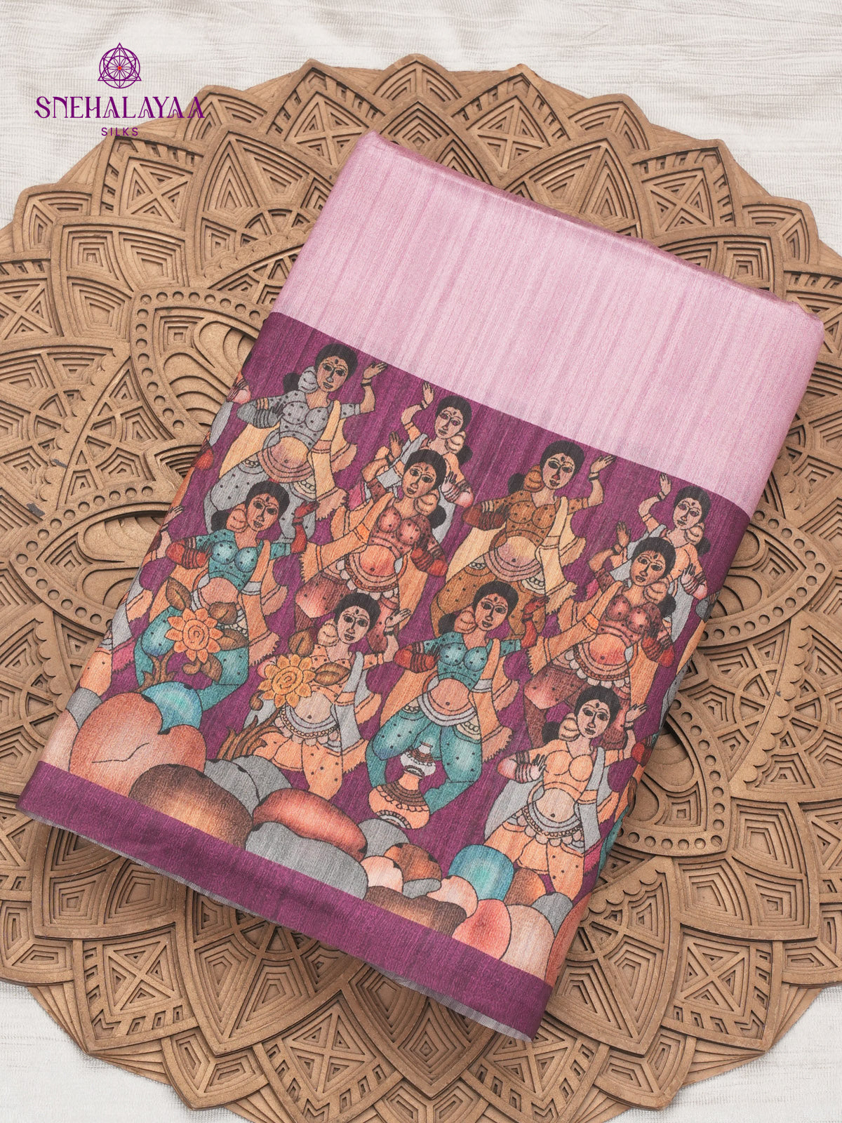 Lilac Kalamkari Tussar Saree