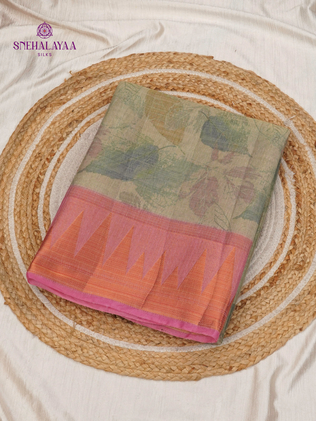 Sage Green Linen Tissue Saree