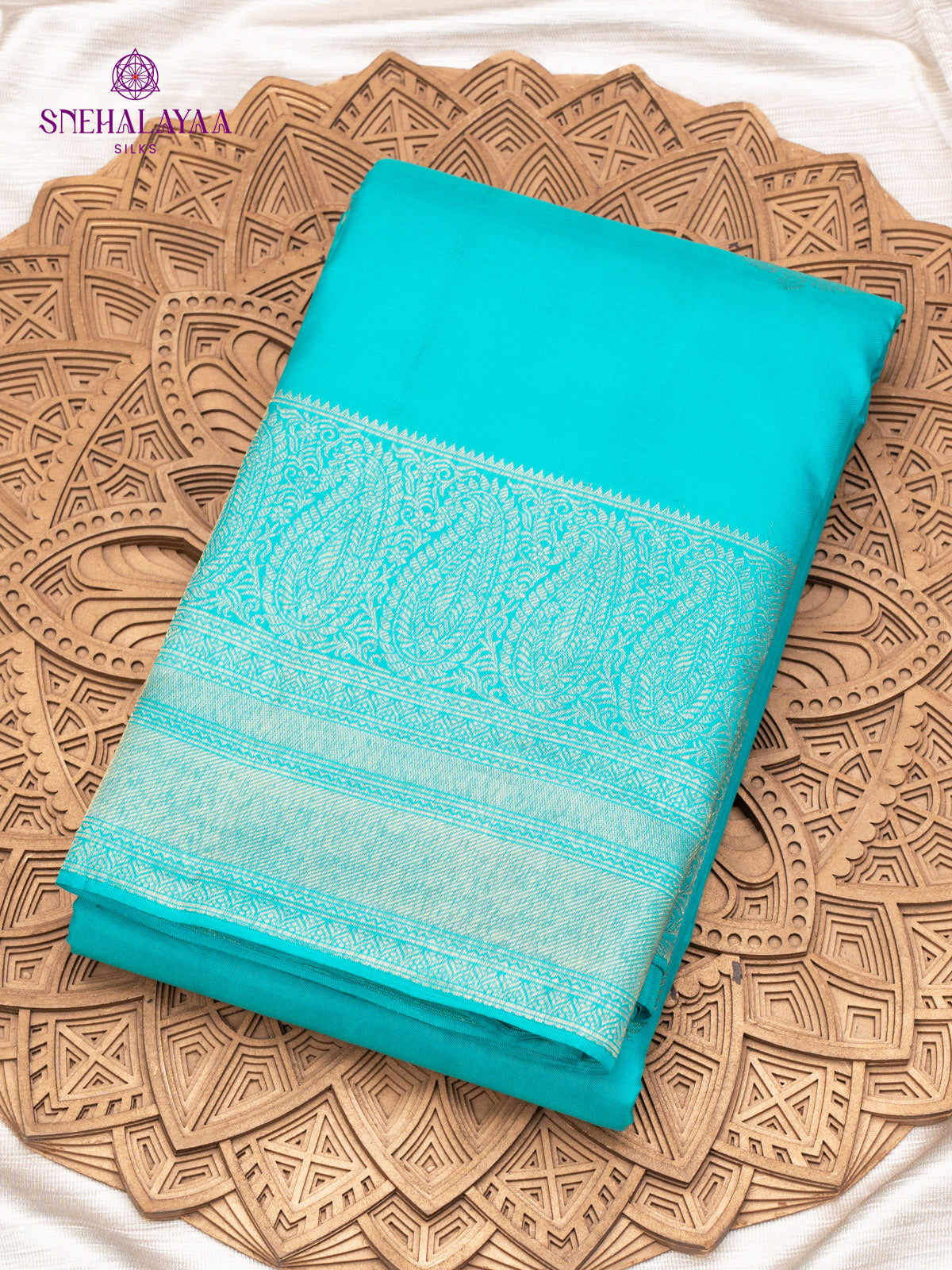Teal Blue Kanjivaram Silk Saree