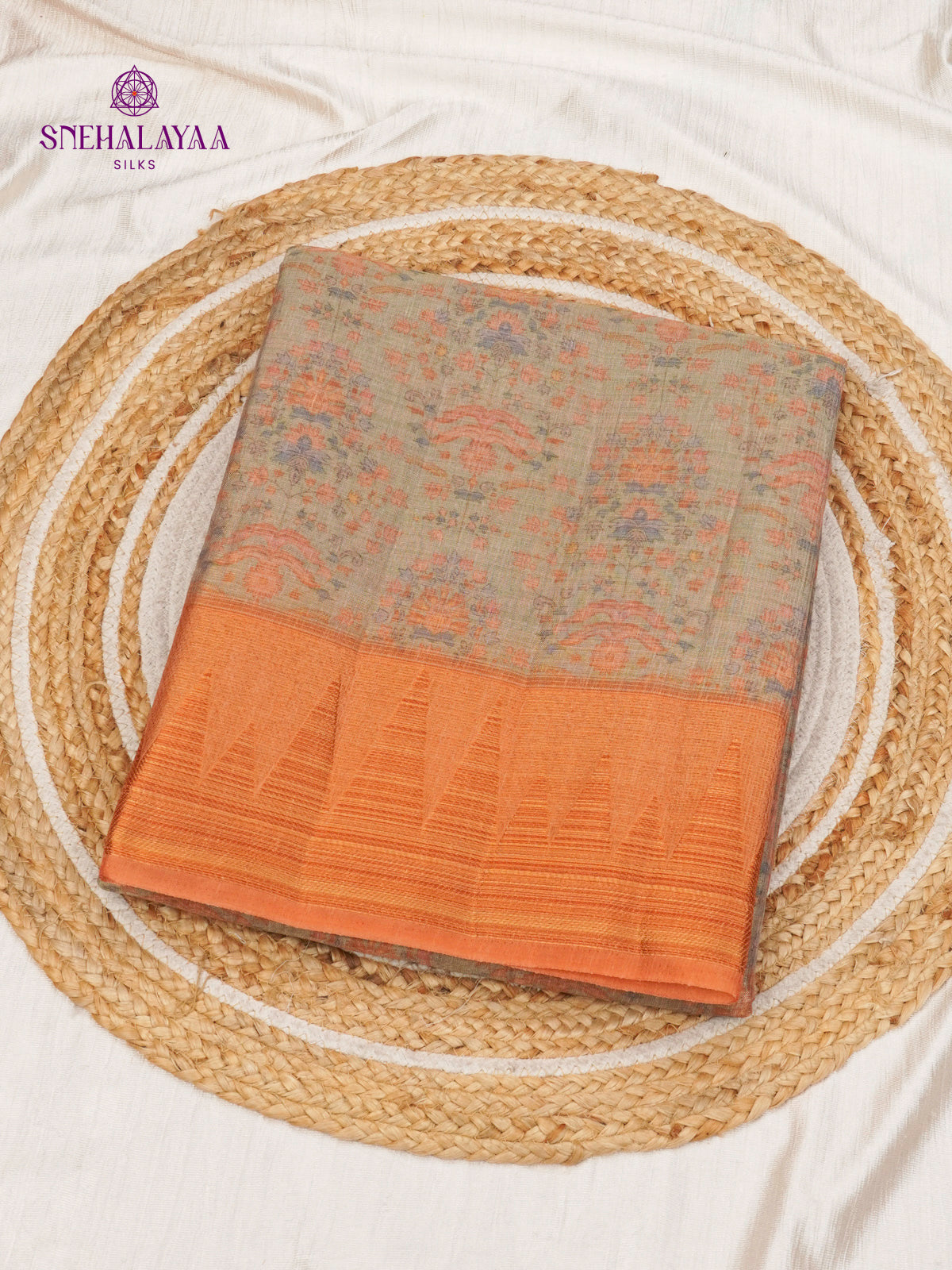 Grey Linen Tissue Saree