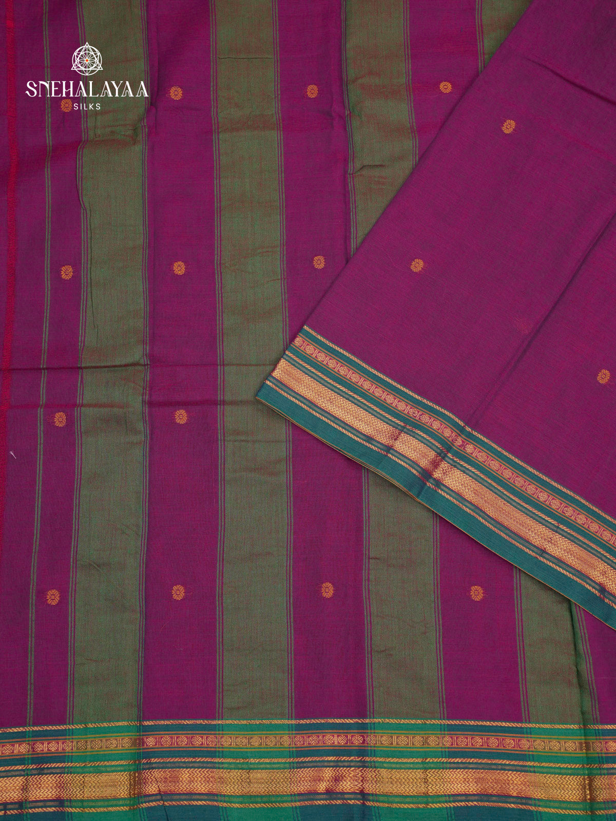 Purple Narayanpet Cotton Saree without Blouse