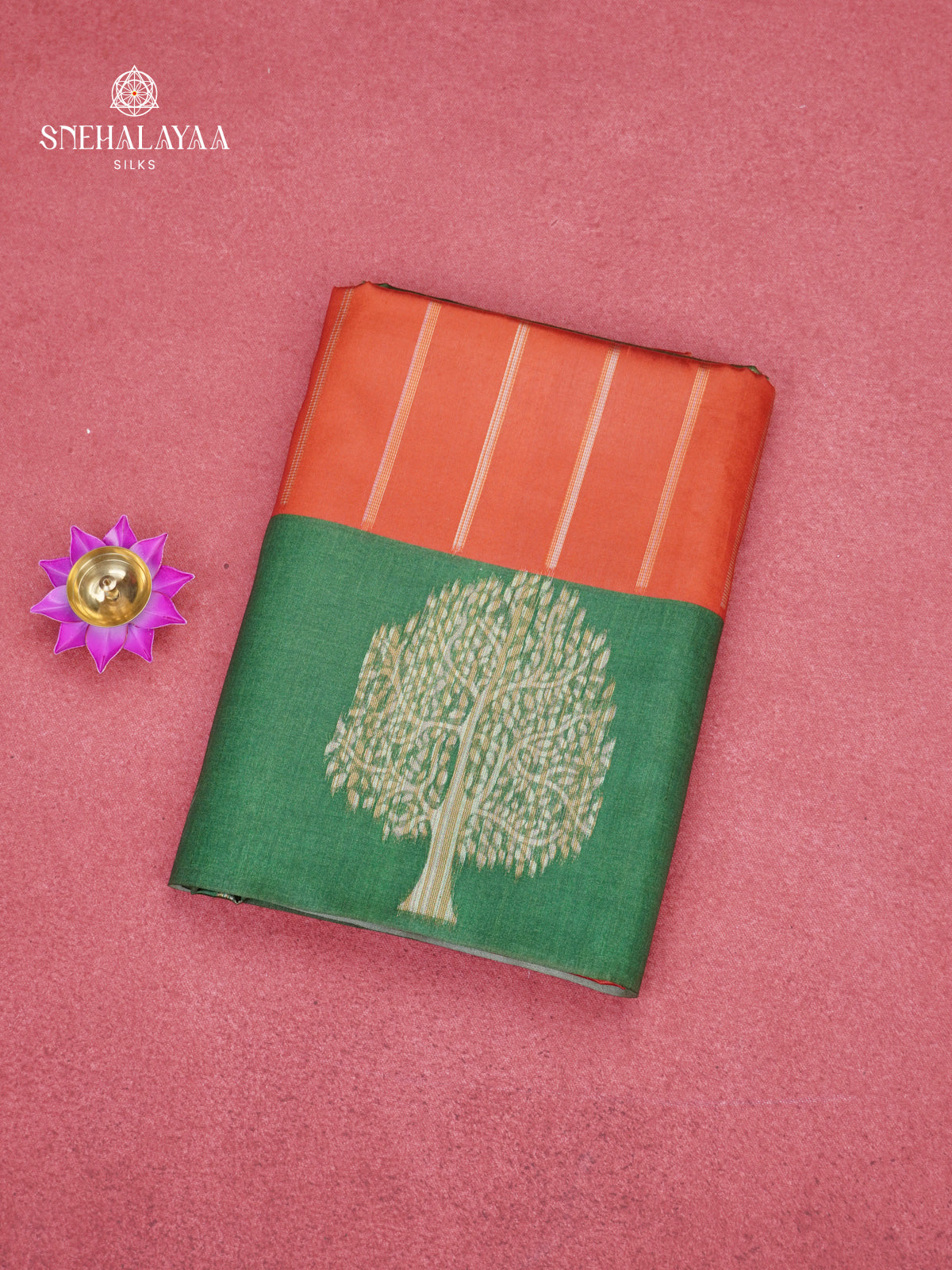 Rust Orange Jute Saree