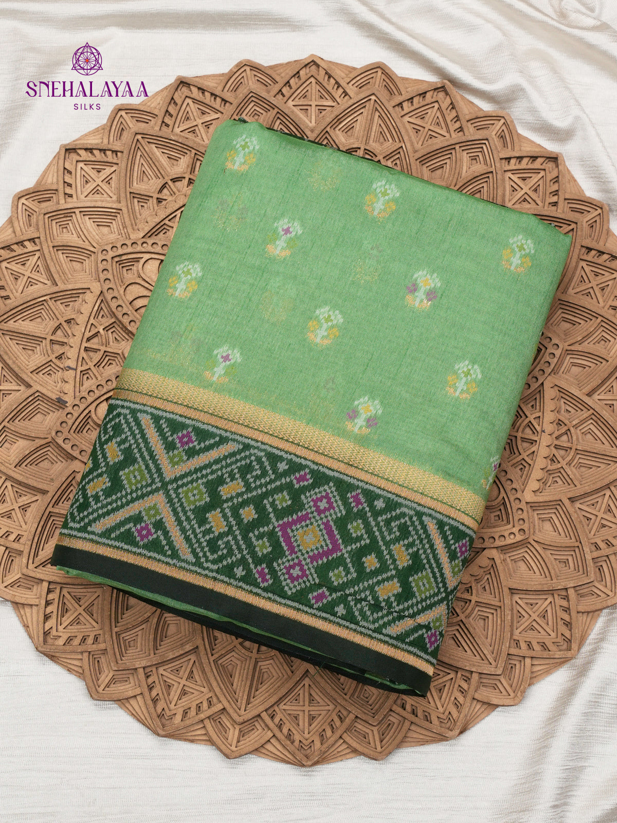 Teal Green Ikat Saree