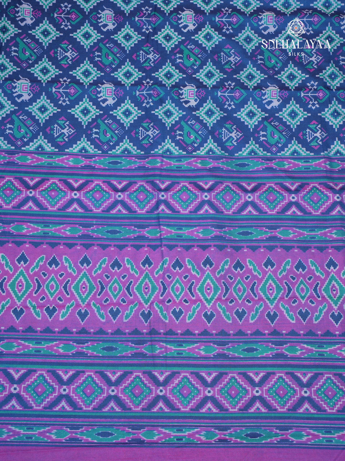 Navy Blue Ikat Saree