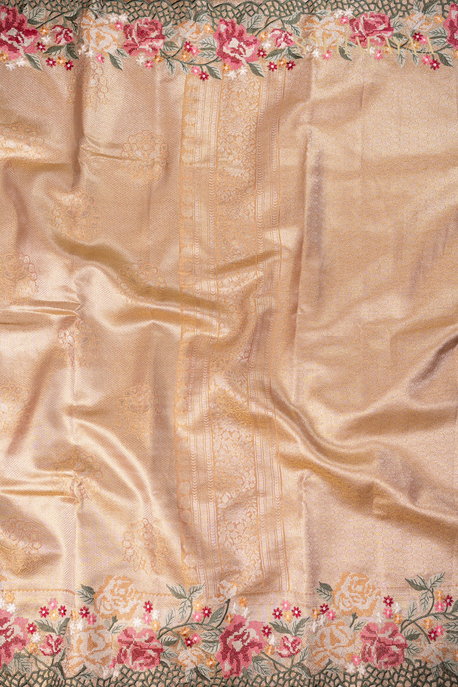 Beige Banaras Tissue Saree