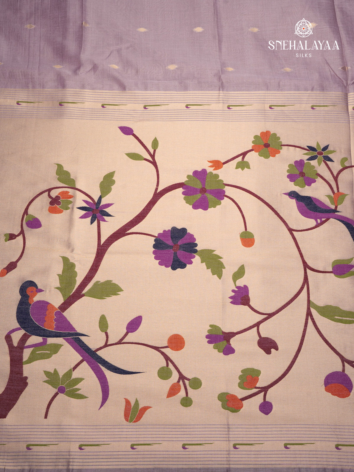 Lavender Munga Tissue Cotton Saree
