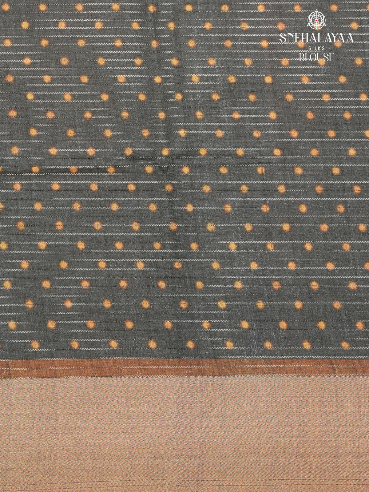 Black Floral Printed Tussar Saree