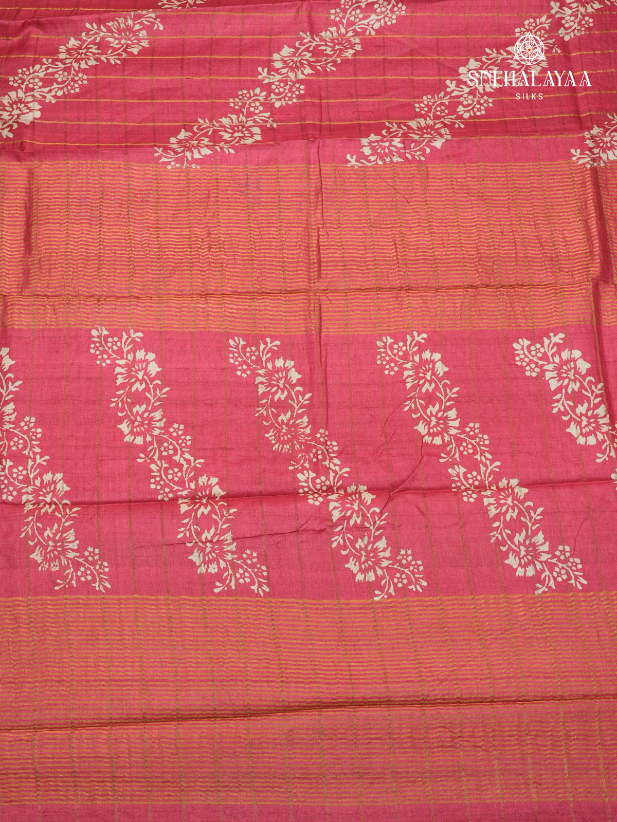 Rani Pink Tussar Silk Saree