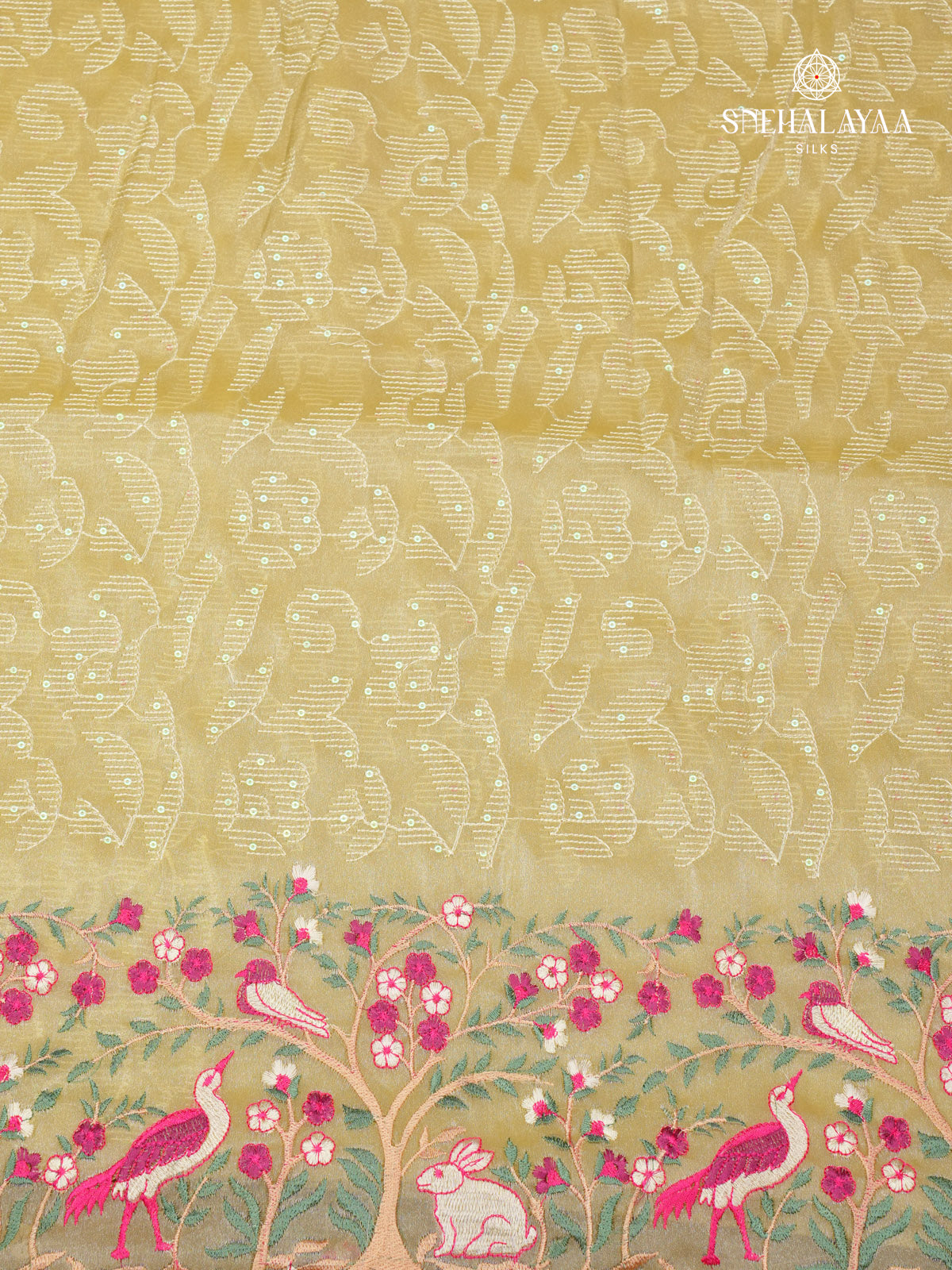 Pastel Yellow Embroidery Designer Saree