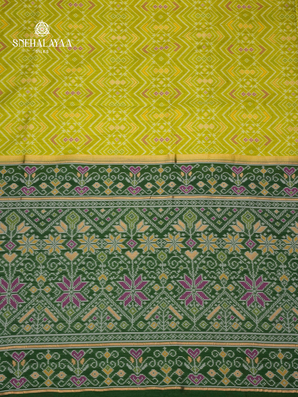 Lime Green Ikat Saree