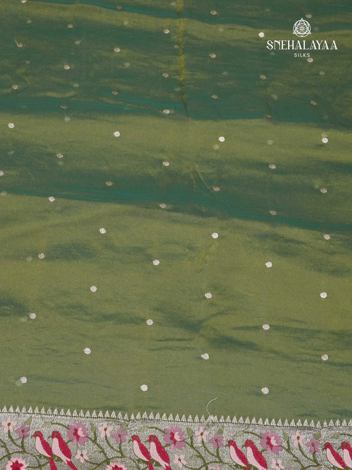 Olive Green Embroidery Designer Saree