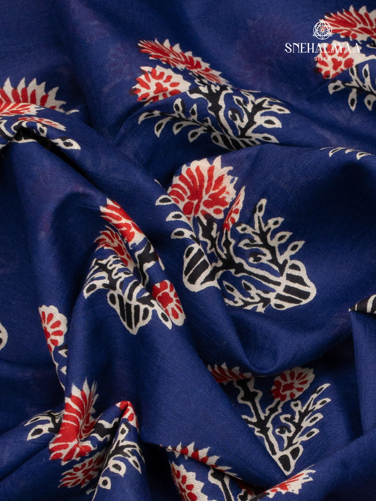 Navy Blue Jaipur Cotton Saree