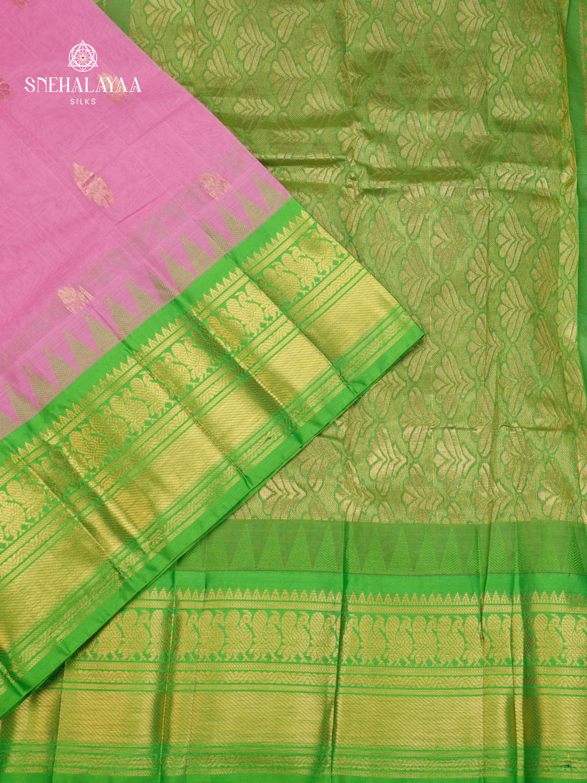 Pink Gadwal Cotton Saree Without Blouse