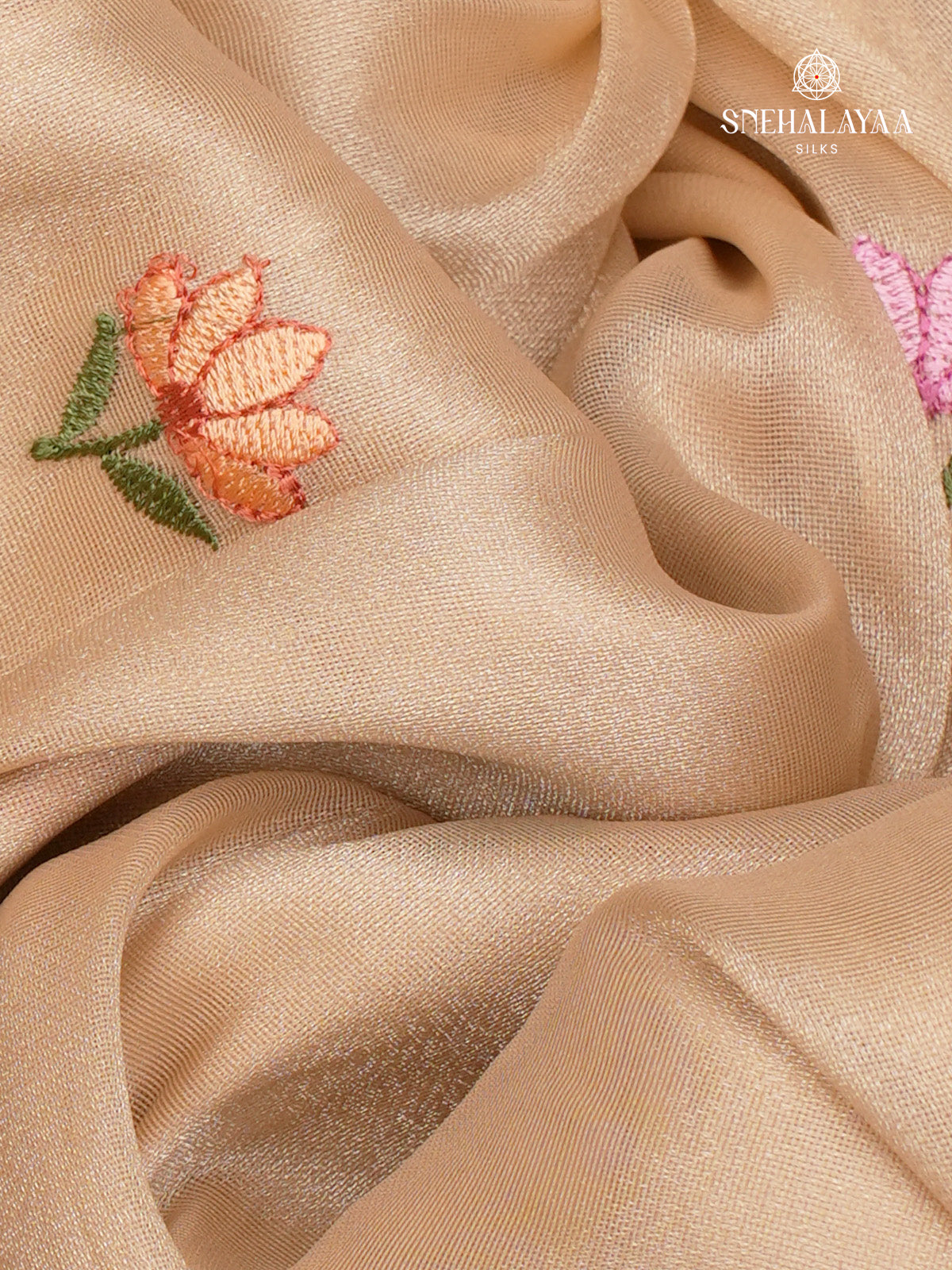 Beige Embroidery Designer Saree