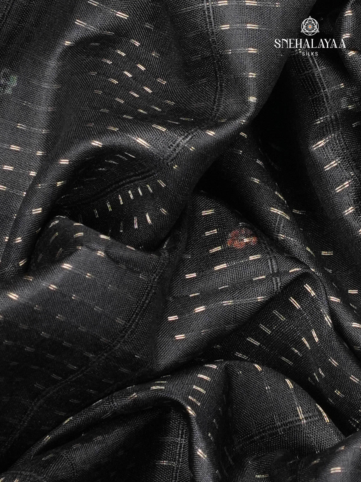Black Floral Printed Tussar Saree