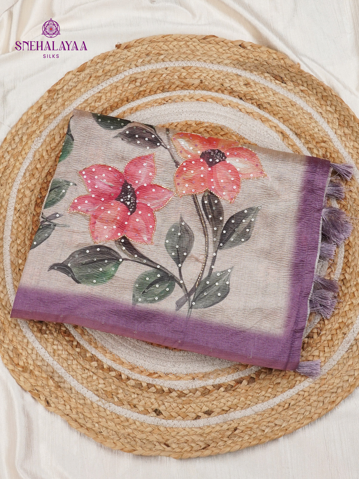 Lilac Crush Embroidery Saree