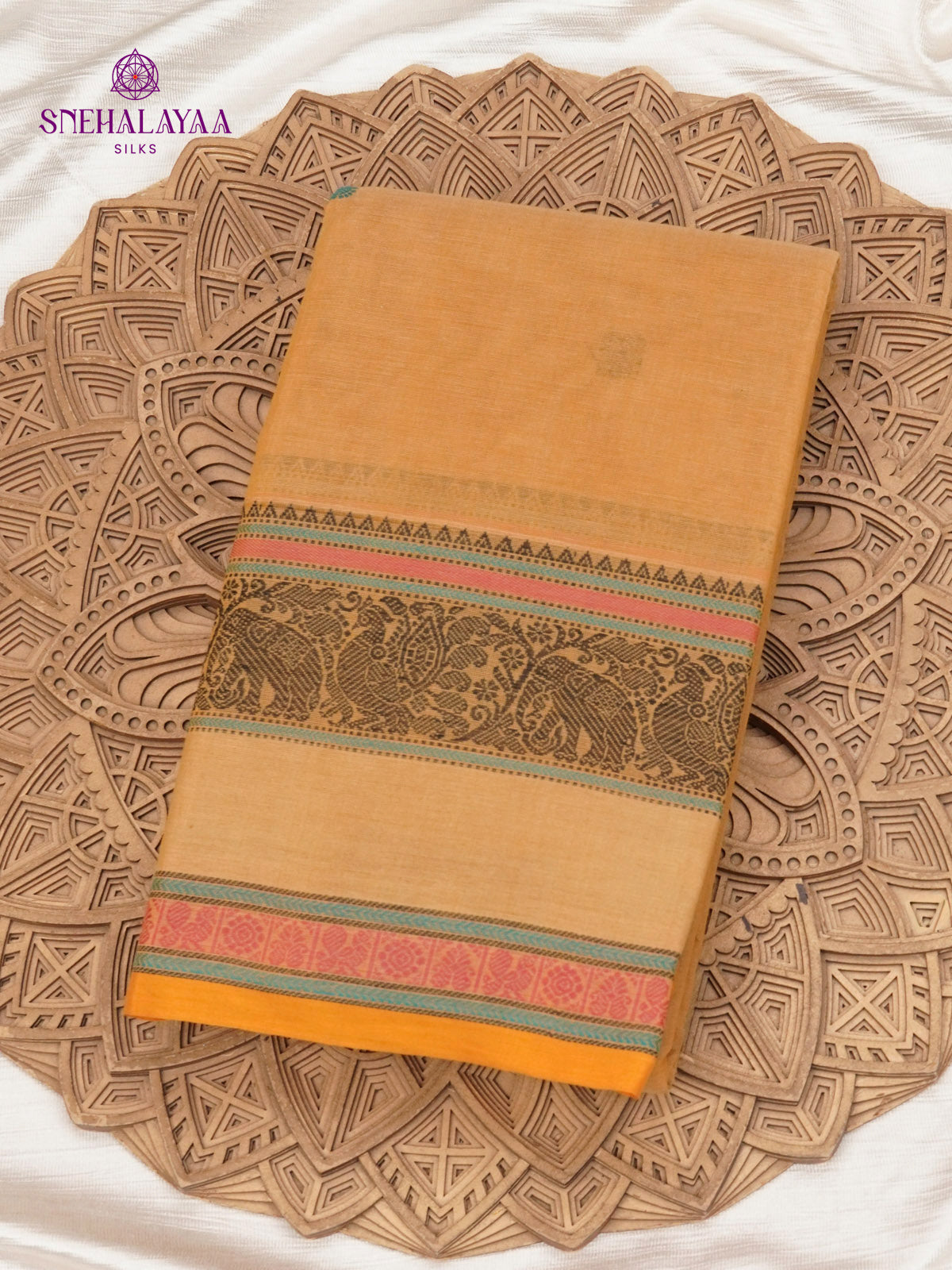 Mustard Yellow Pure Kanchi Cotton Saree