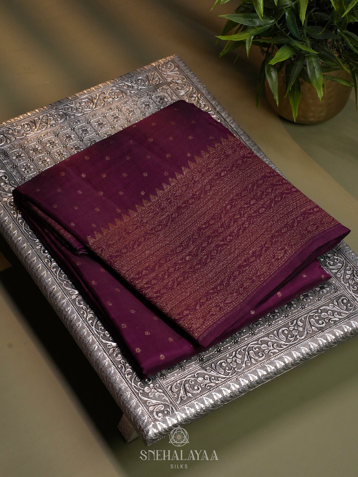 Purple Banaras Raw Silk Saree