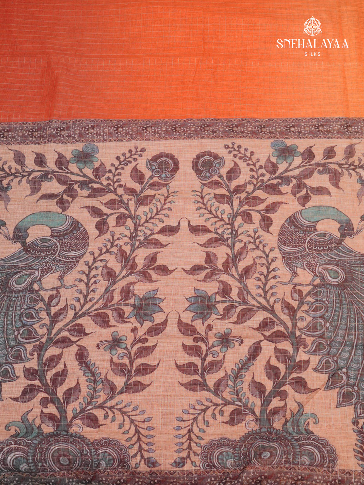 Orange Linen Saree