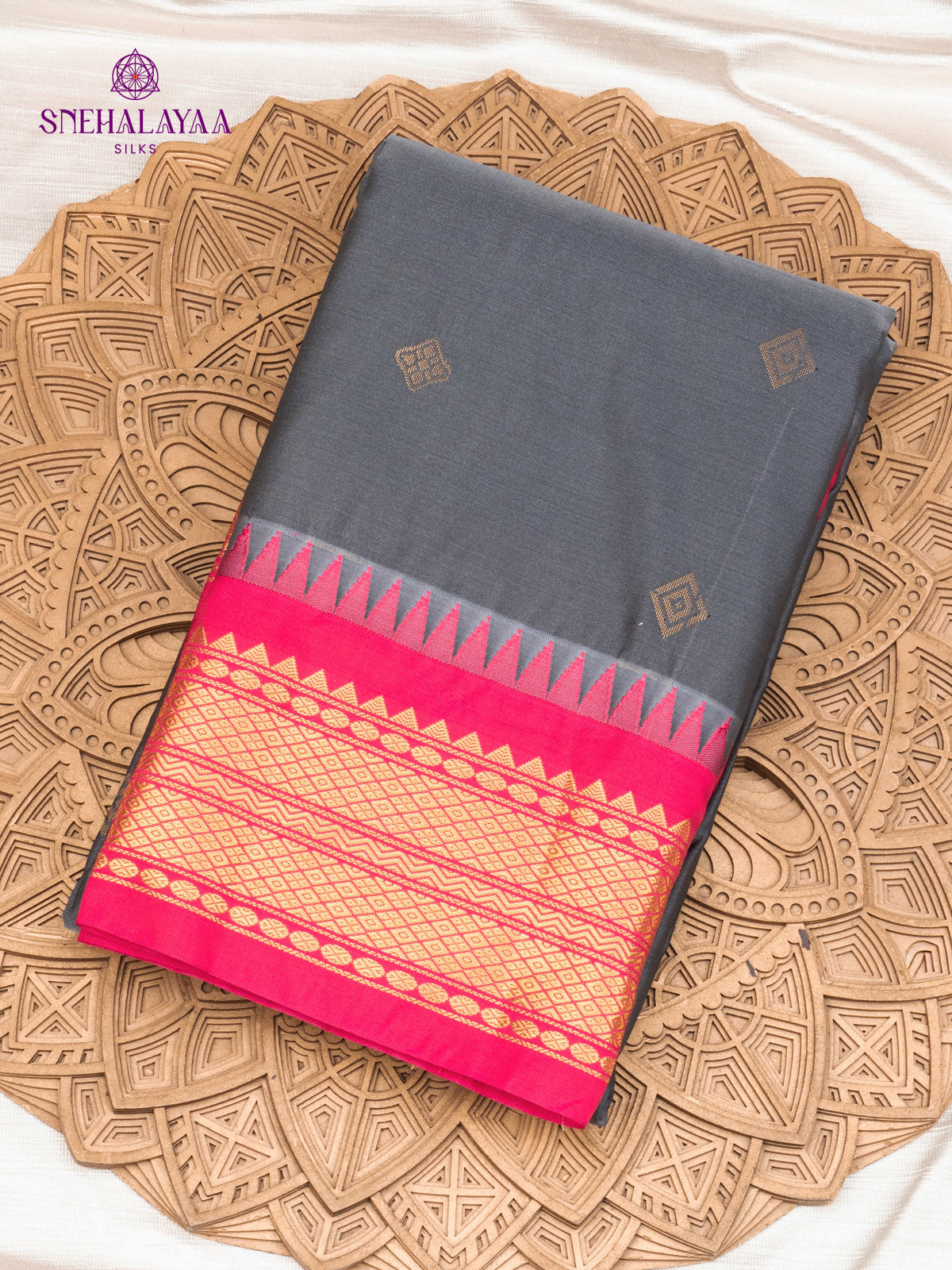 Grey Gadwal Silk Saree