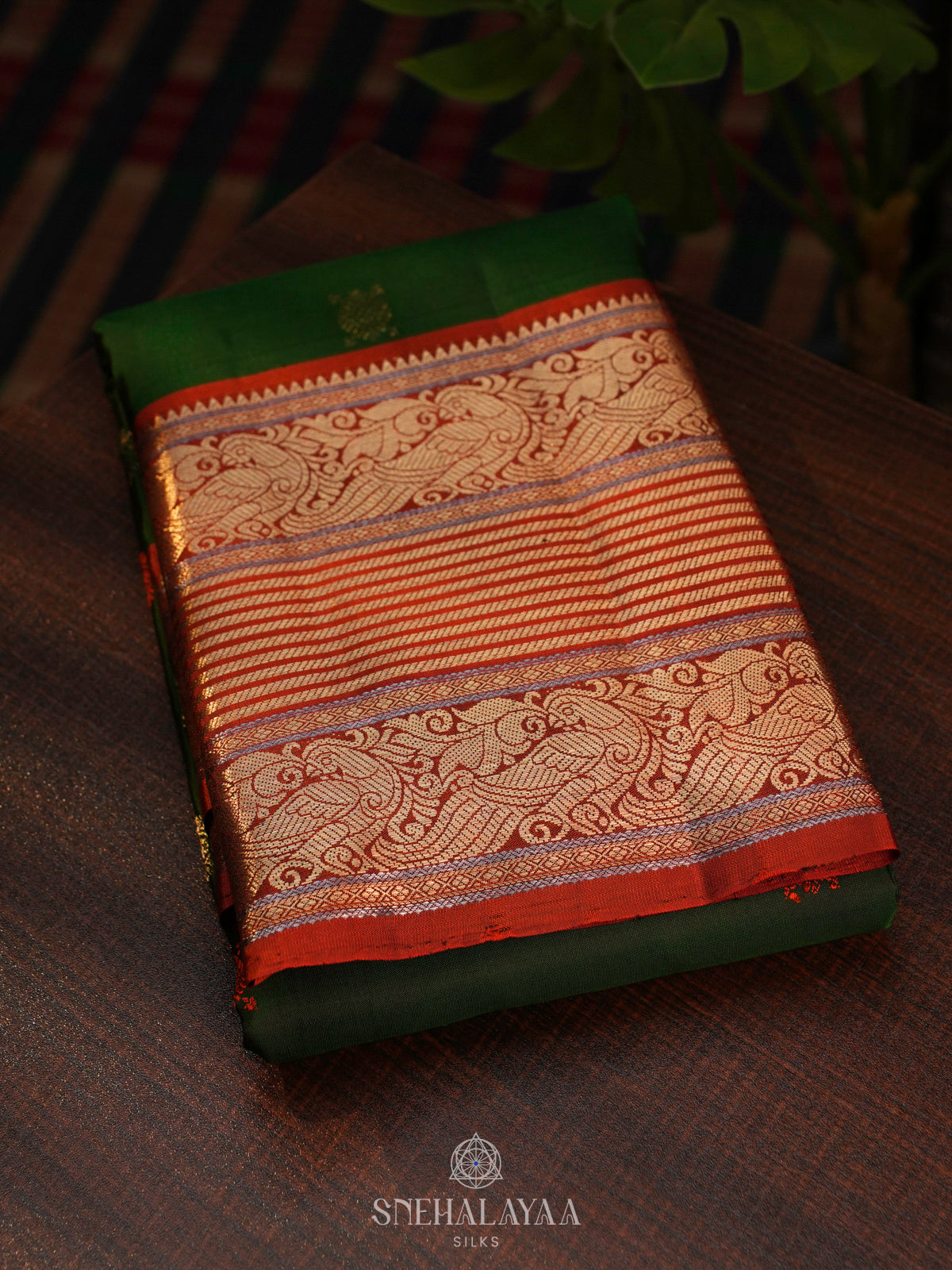 Forest Green Kanjivaram Silk Saree