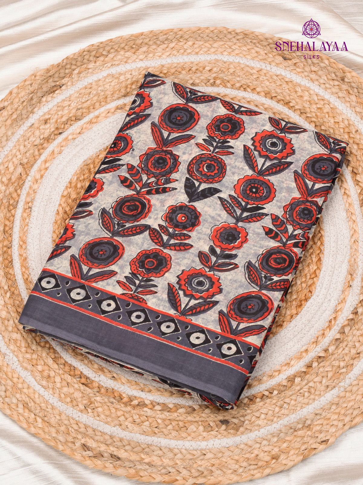 Grey Jaipur Cotton Saree