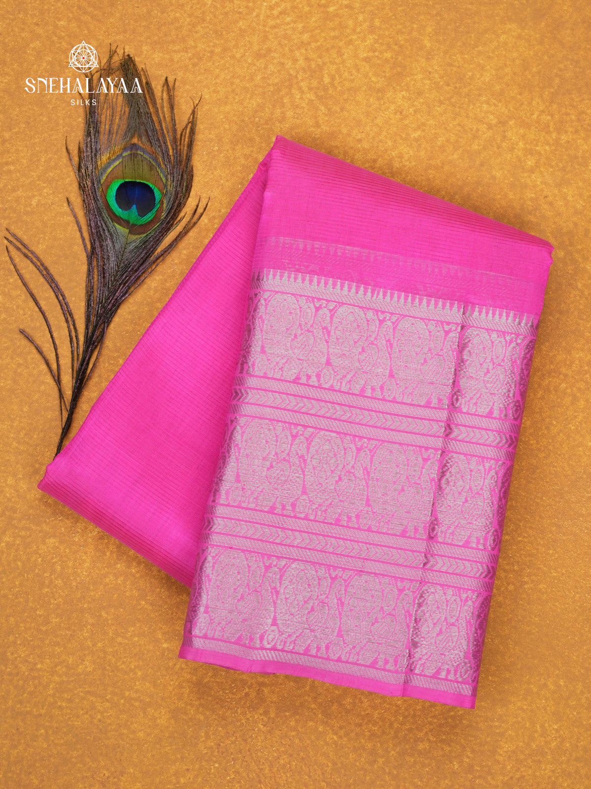 Bright Pink Mangalagiri Silk Cotton Saree