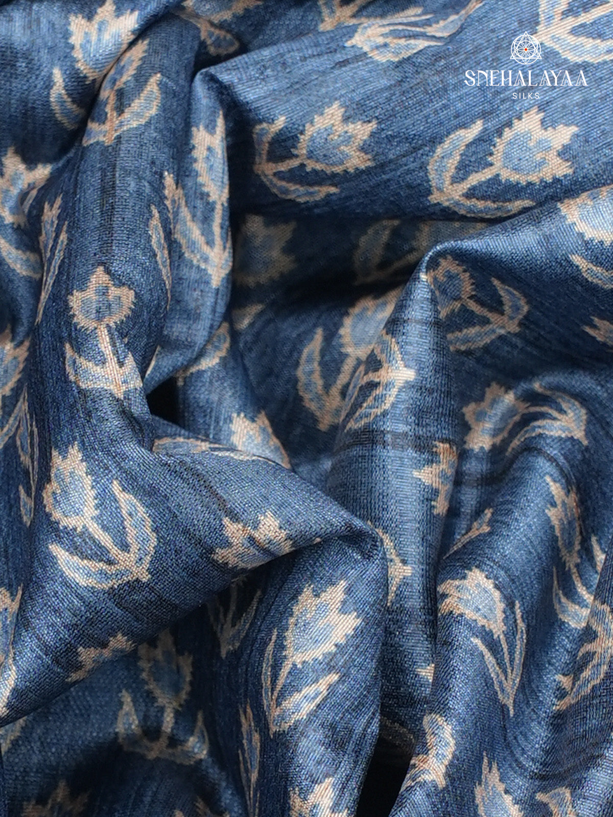 Teal Blue Tussar Embroidery Saree