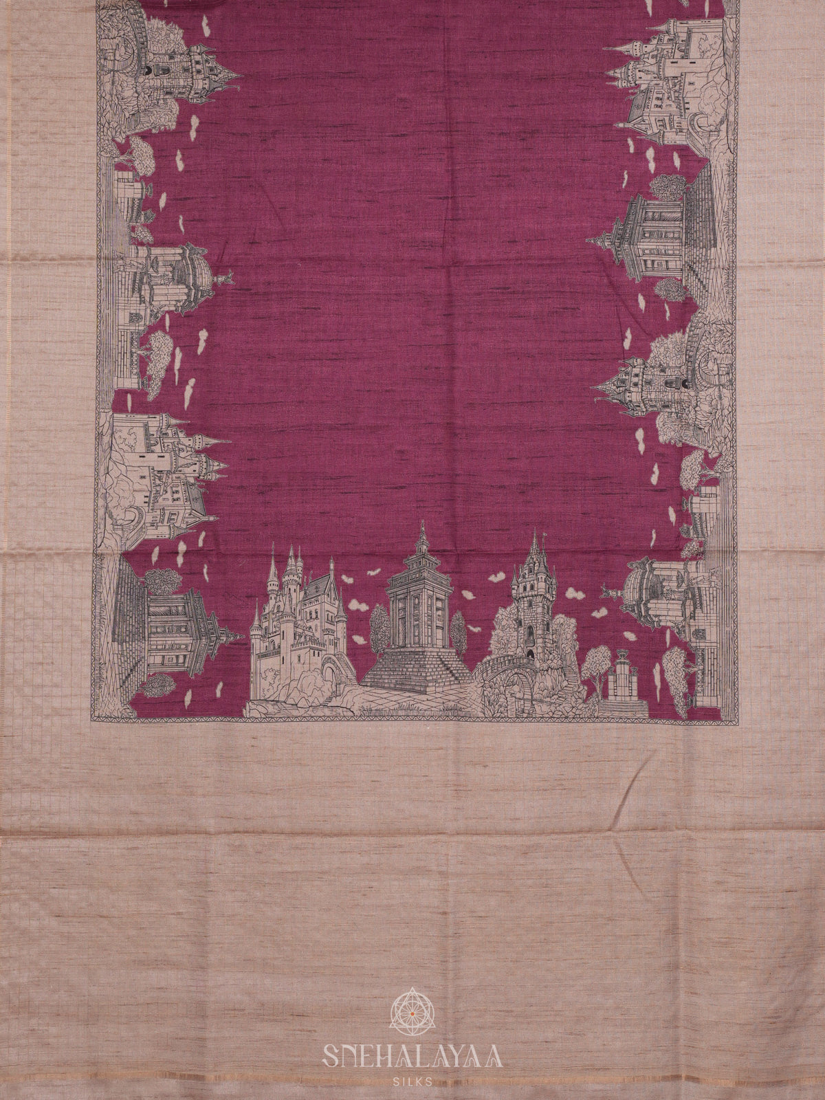 Magenta Tussar Saree