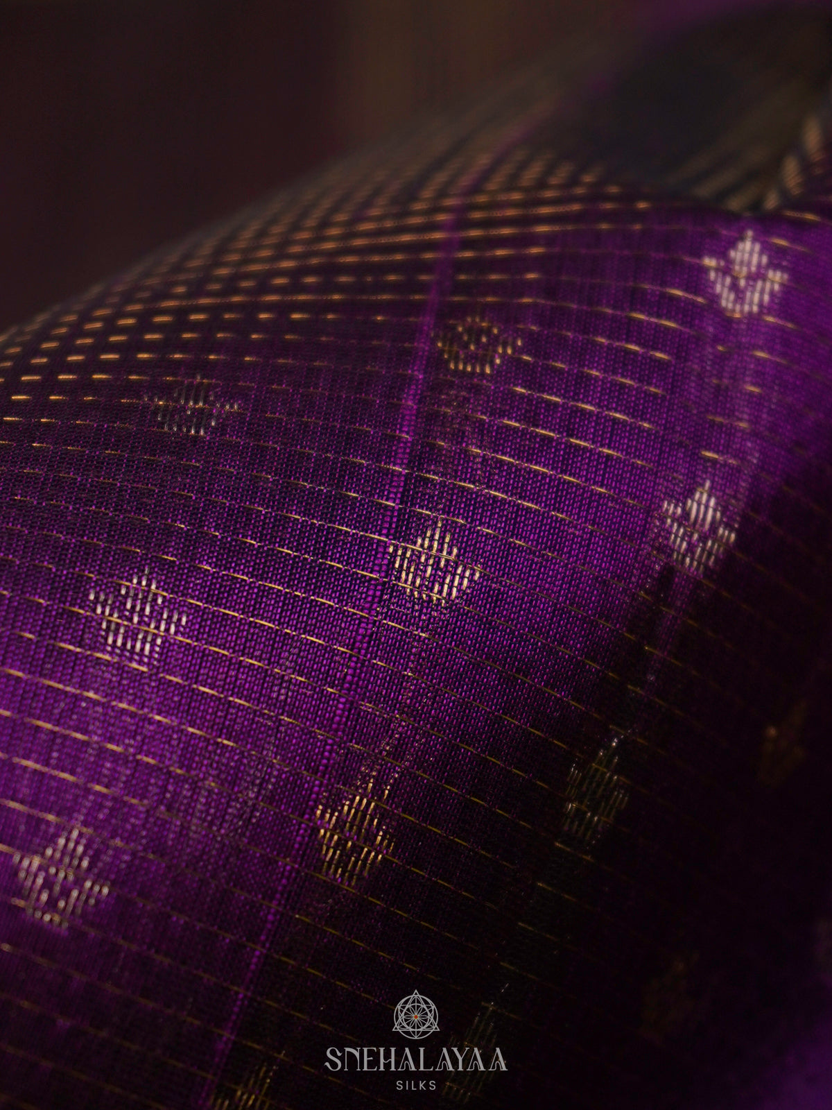 Purple Kuppadam Silk Cotton Saree with Lime Green Border